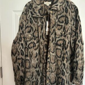 Charlie Paige Black and Tan Leopard Teddy Jacket
